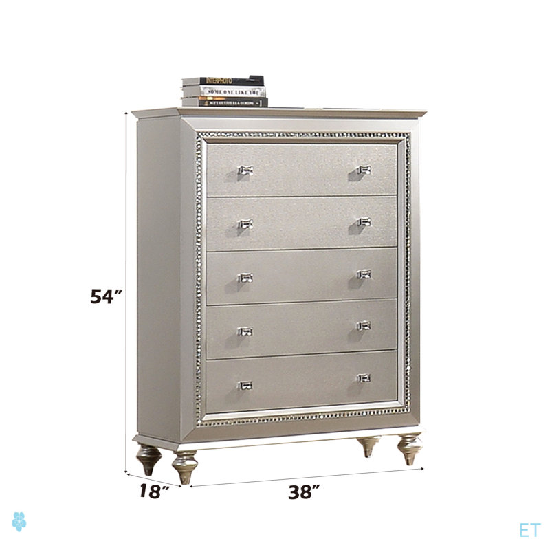 Commode à finition champagne Kaitlyn, commode pour salle à manger, salon, chambre à coucher, couloir de cuisine