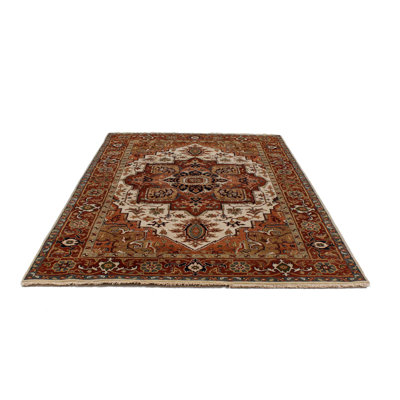 Ivory and Rust Turkish Oushak Rug