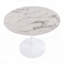 Table moderne - Piédestal en métal blanc avec plateau en placage de marbre blanc-1155437427