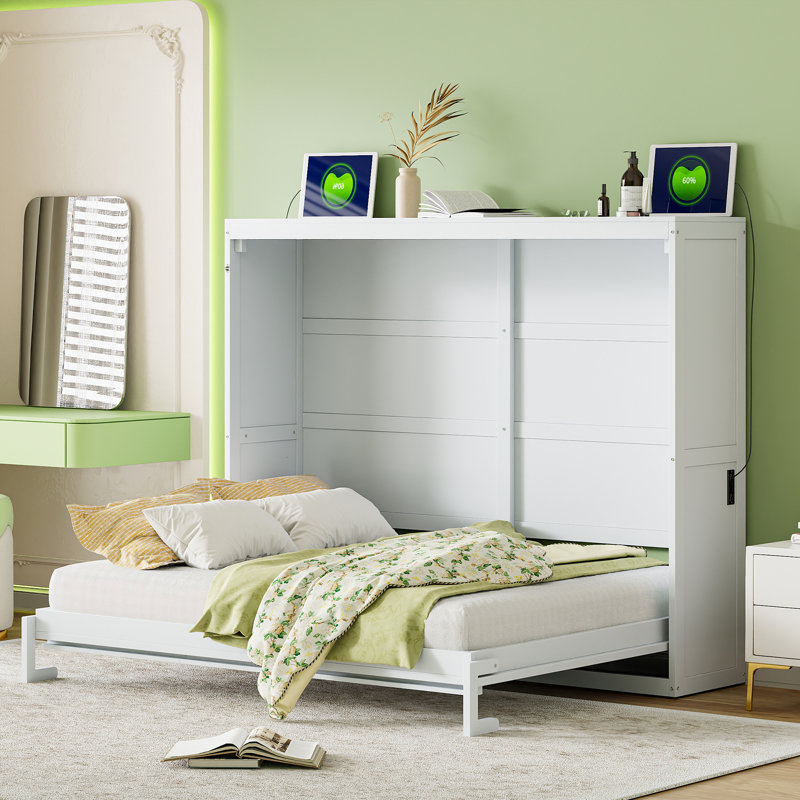 Grand lit escamotable mural, blanc, Blanc, Grand lit