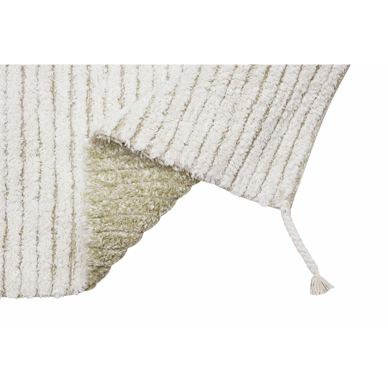 Reversible Hand Tufted Cotton Area Rug in Ivory/Light Olive, Rectangle 4' x 5' 3"