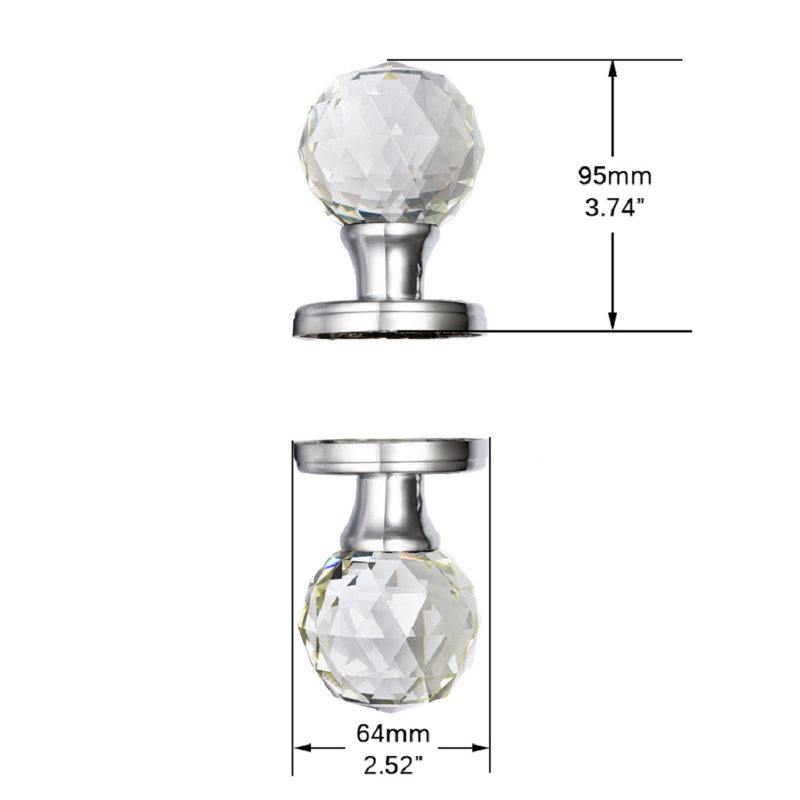 Coolnews Modern Grace Series Crystal Dummy Door Knobs, Polished Chrome