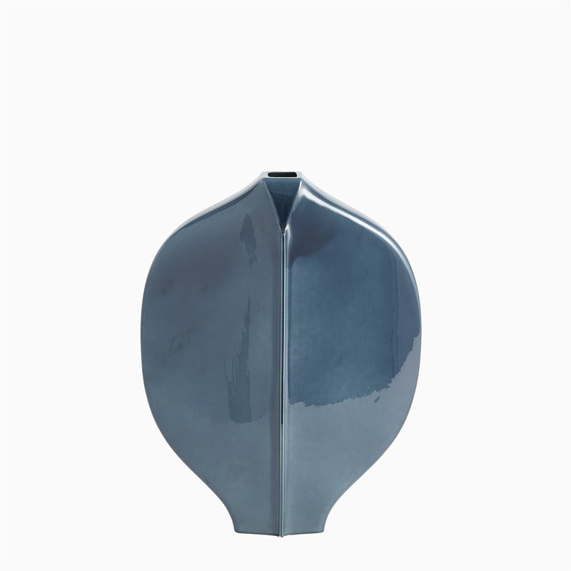 Blue Earthenware Table Vase, 18.25" H x 4" W x 14" D