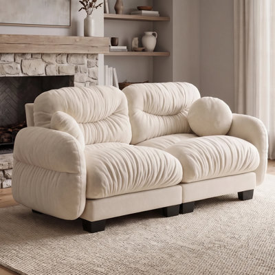 81.8-inch Cloud Couple Sofa, modern double-seater sofa, equipped with thick cushions, suitable for small spaces in living rooms, apartments and bedrooms.