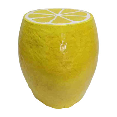 Lemon Fruit Stool, 14" Resin Stool, Side Table, Home Decor Plant Stand Garden Indoor Outdoor Decorations by August Grove
