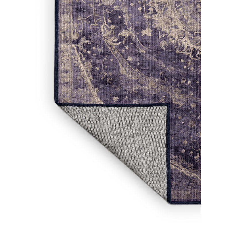 Machine Washable Purple Area Rug, Rectangle 3' x 5'