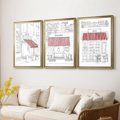 Rayé auvent I - Toile tendue avec châssis sur mesure - 3 pièces