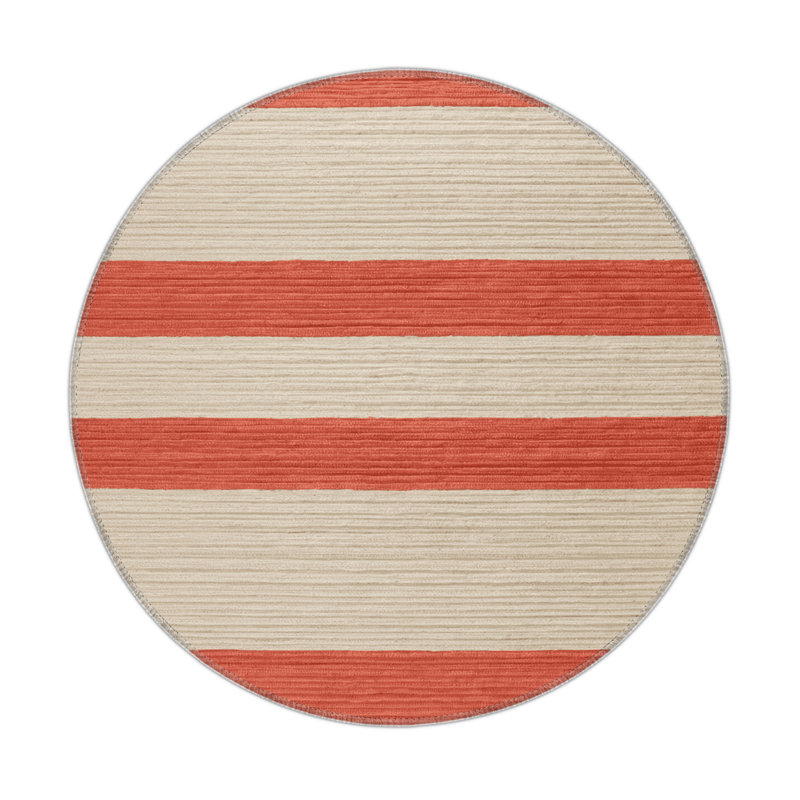 Tapis intérieur / extérieur beige HorizontalStripes, Rond 5 pi