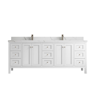Nashville 84 In. W X 22 In. D Double Sink Bathroom Vanity In Alabaster With 2 In.