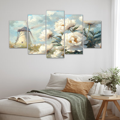 Peonies And The Windmill I - And Art - Traditional Wall Art Decor Set Diamond
