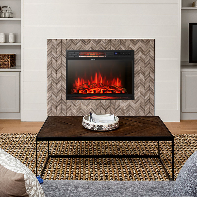Thorfinn Black Electric Fireplace Insert with 5000 BTU, 18.50" H x 25" W x 9.50" D
