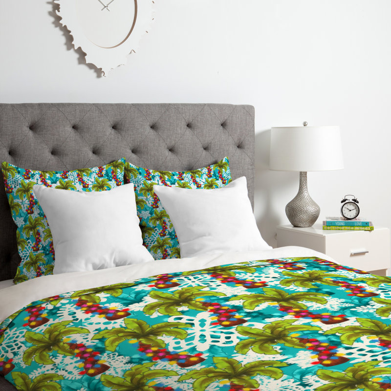Ensemble de housse de couette tropical christmas, Housse de couette pour grand lit et 2 taies décor