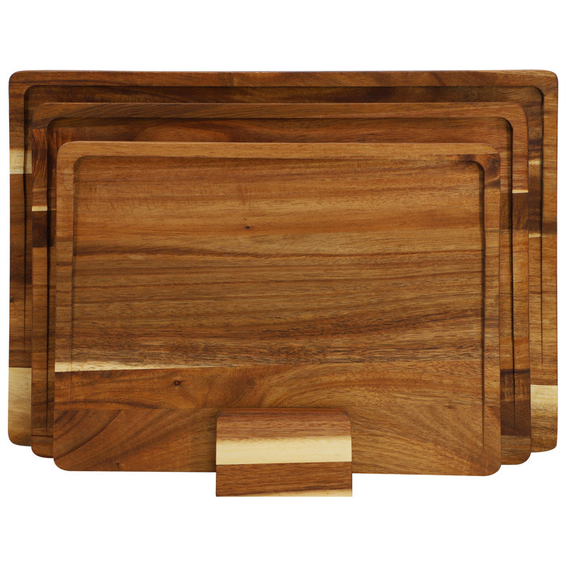 Ensemble de planche à découper en bois d'acacia 3 pièces avec base MegaChef