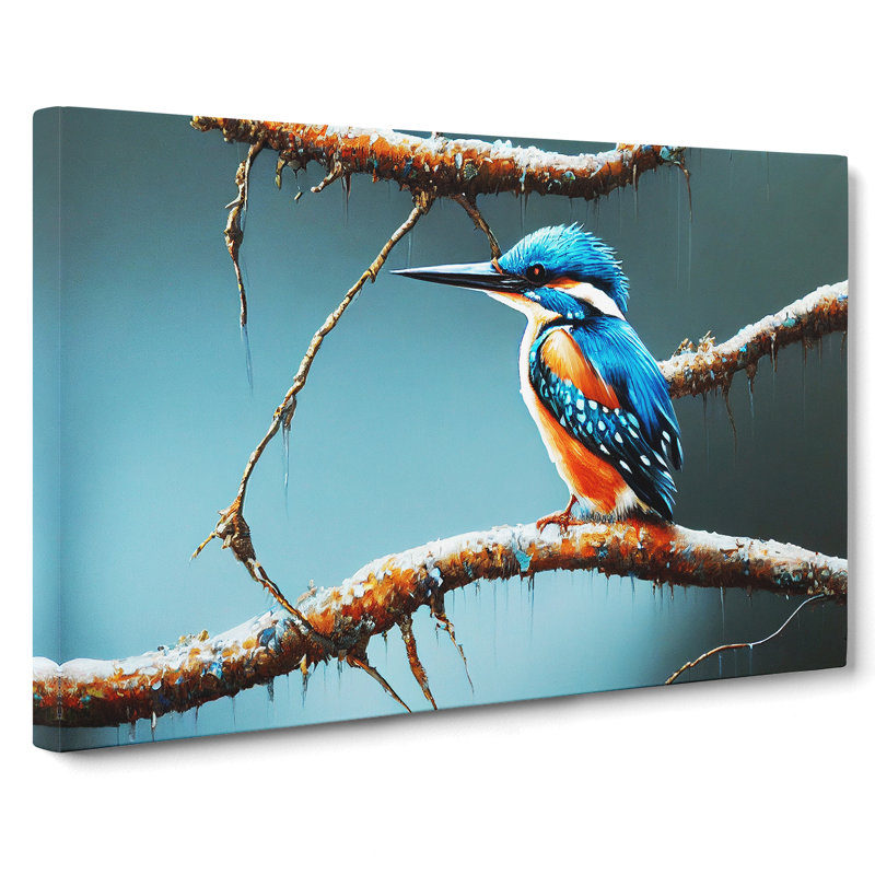 Graceful Kingfisher Bird - Wrapped Canvas, 40cm H x 60cm W x 3cm D