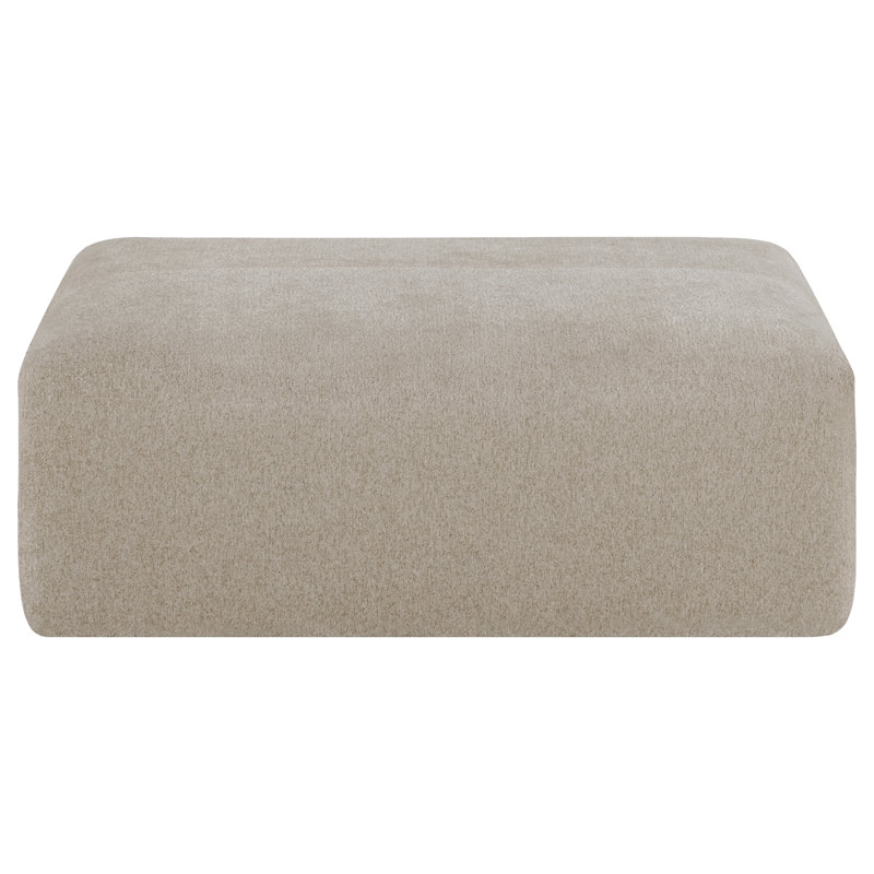 Casual Upholstered Feather-filled Chenille Ottoman, Taupe