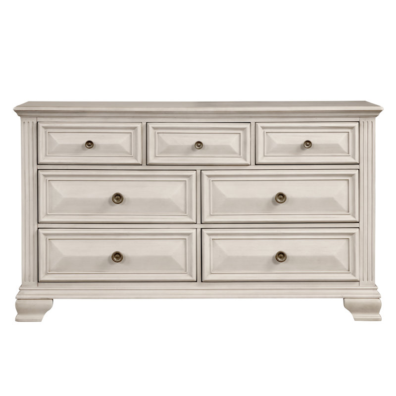 Oyola 64'' W 7 - Drawer Dresser, Distressed Parchment