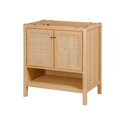 Jasper 30 in. W x 18 in. D x 33 in. H Rattan Modern Coastal 2-Shelf Bath Vanity Cabinet Only (Sink Basin Not Included)