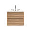 Meuble-lavabo moderne en chêne avec lavabo en céramique, rangement peu encombrant, modernisation élégante de la salle de bain