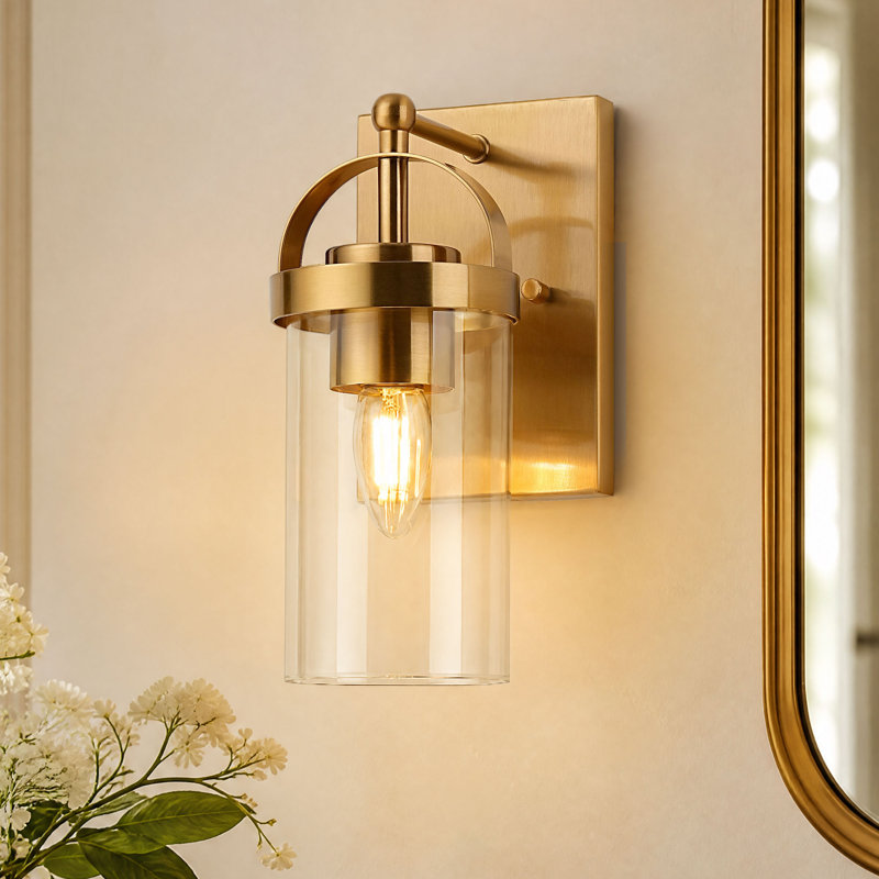 Luminaire pour meuble-lavabo de salle de bain 1 lumière en laiton antique à 9 lumières Billie, Une lumière