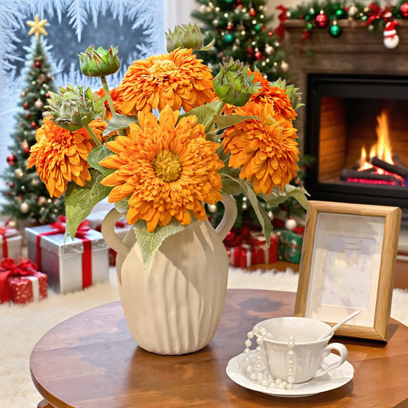 Faux bouquet de tournesol, fleurs artificielles, pour centre de table décoratif floral, Jaune
