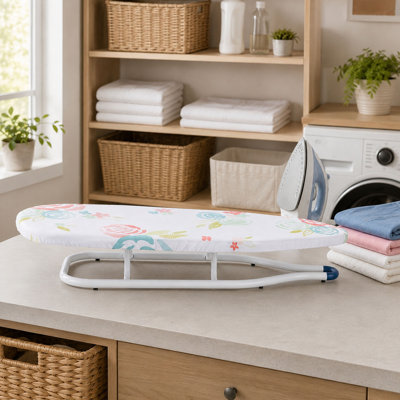 Foldable White Floral Tabletop Ironing Board 30.3'' x 11.4''