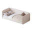 Lit simple au sol avec tête de lit et accoudoirs rembourrés, structure de lit en velours au design doux et sécuritaire, lit plateforme à profil bas avec côtés de protection, beige-129372134