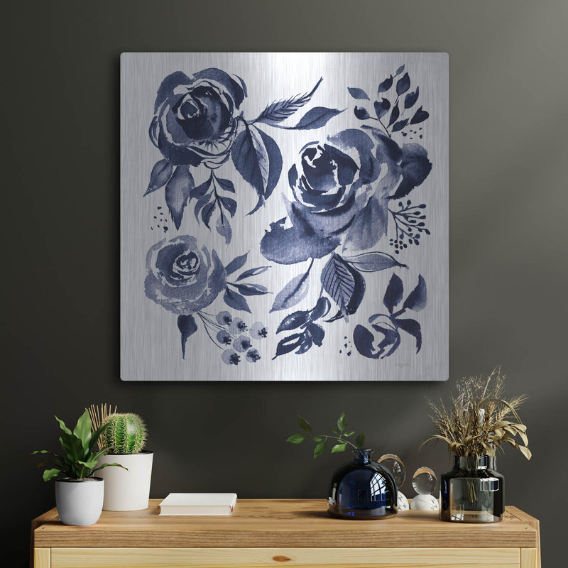 Art mural en métal Winston Porter «Delft Delight 4 Db No Words» par Kristy riz, H 24 po x l 24 po