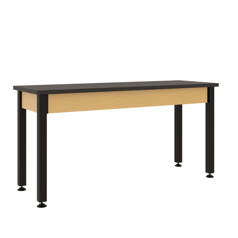 Fixed Height Classroom Science Table 60" X 20" Chemical Resistant Laminate Top, Natural Elm, Ebony Star