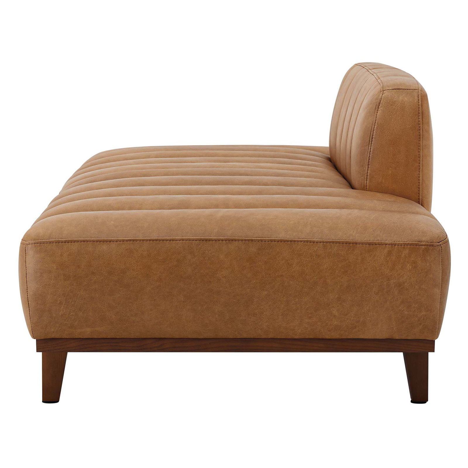 Novi Genuine Leather Chaise Lounge, Marseille Brown Genuine Leather