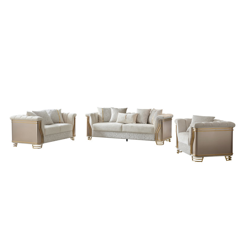 Ensemble de salon 3 pièces # 8625 Chateau # Beige