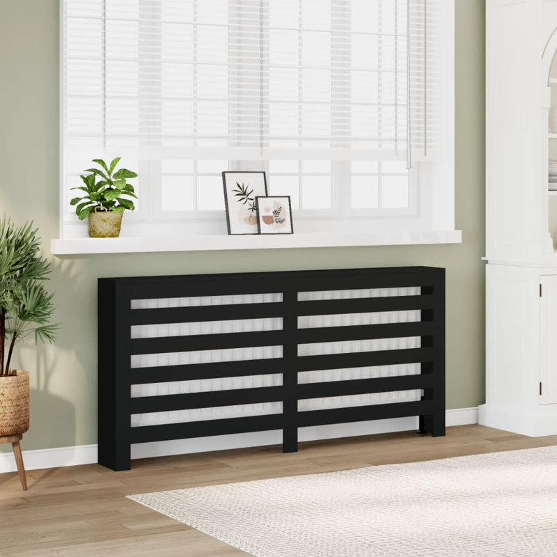 Extra Large Radiator Cover, Black, 175 x 20 x 82 cm, Horizontal Slats