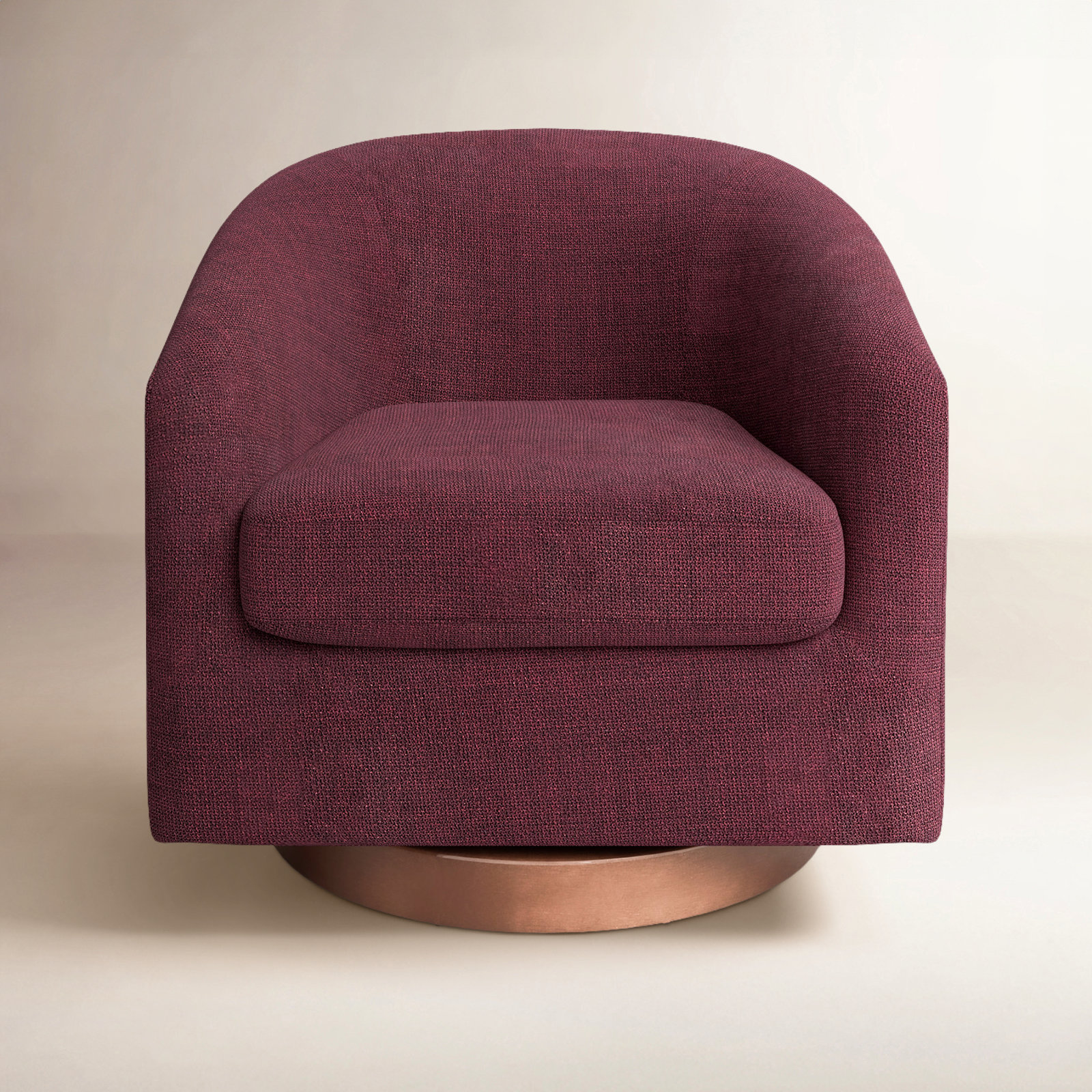 Bennett Swivel Barrel Chair, Luna Merlot Textured