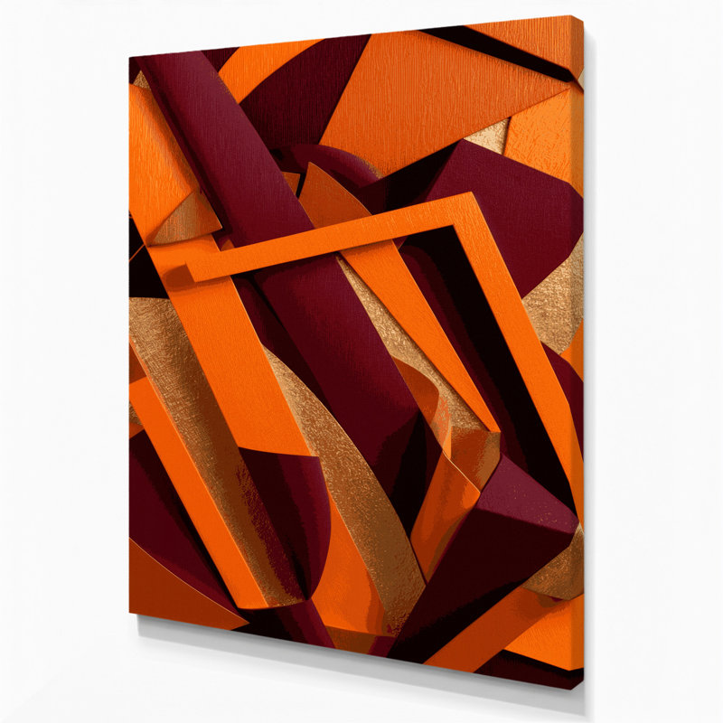 «Abstract Shapes 54», art mural sur toile brune, H 18 po x l 12 po