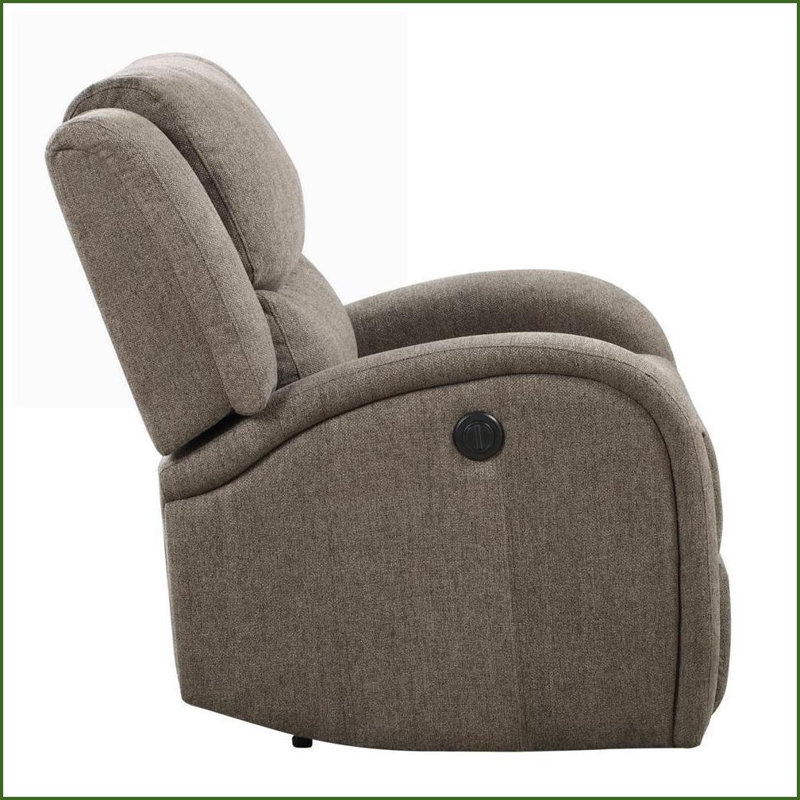 Fauteuil inclinable électrique, structure en bois massif revêtu de chenille brun moderne | Brun | Bois massif, contreplaqué