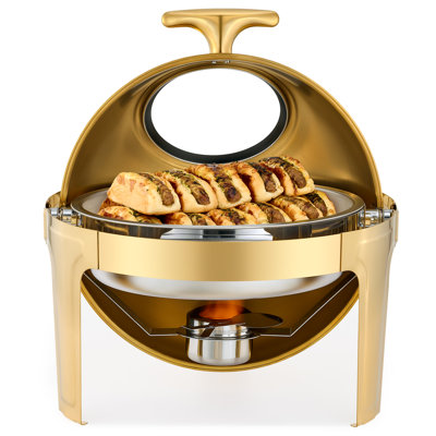6.3 qt Round Roll Top Chafing Dish Buffet Set