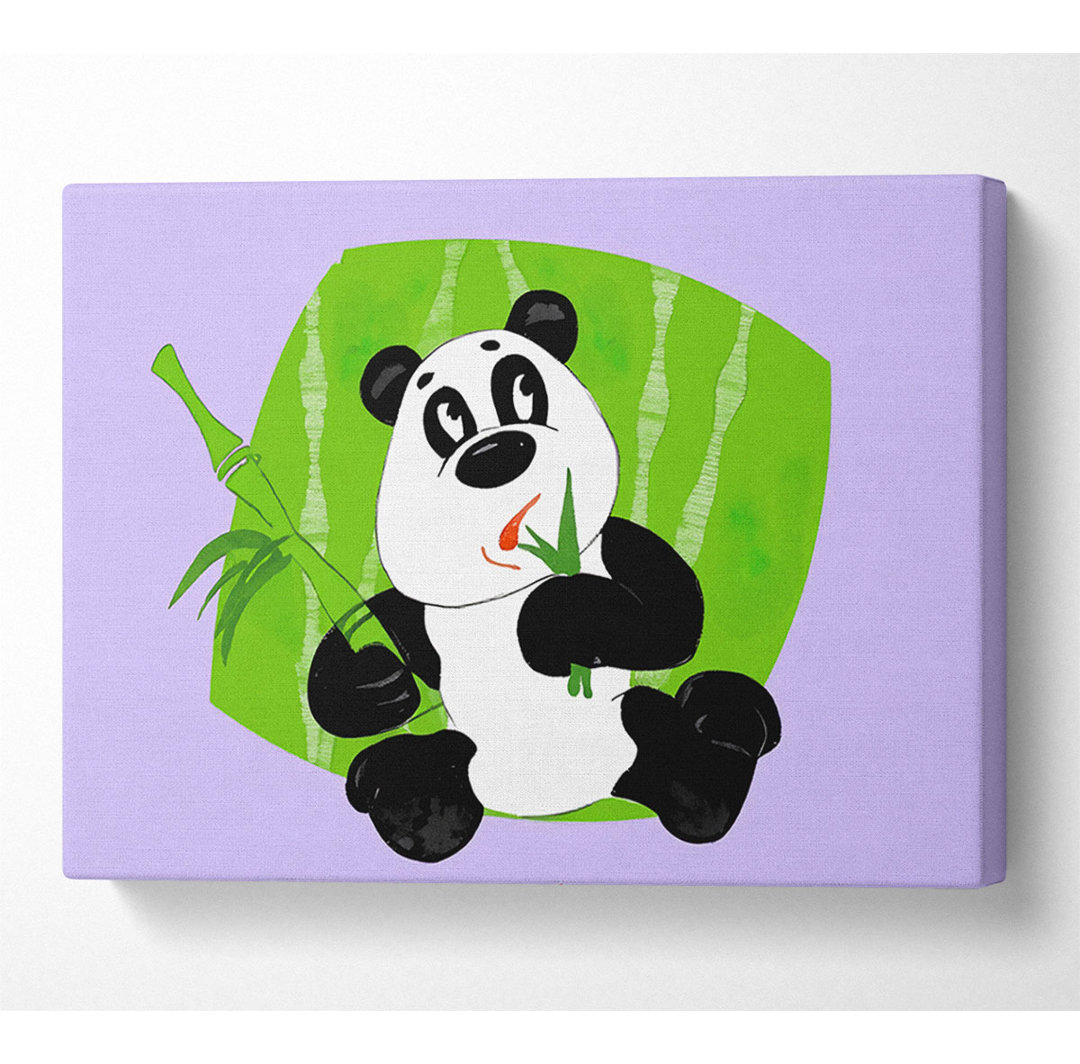 Panda frisst Bambus Flieder - Leinwanddrucke im Wrapped Format