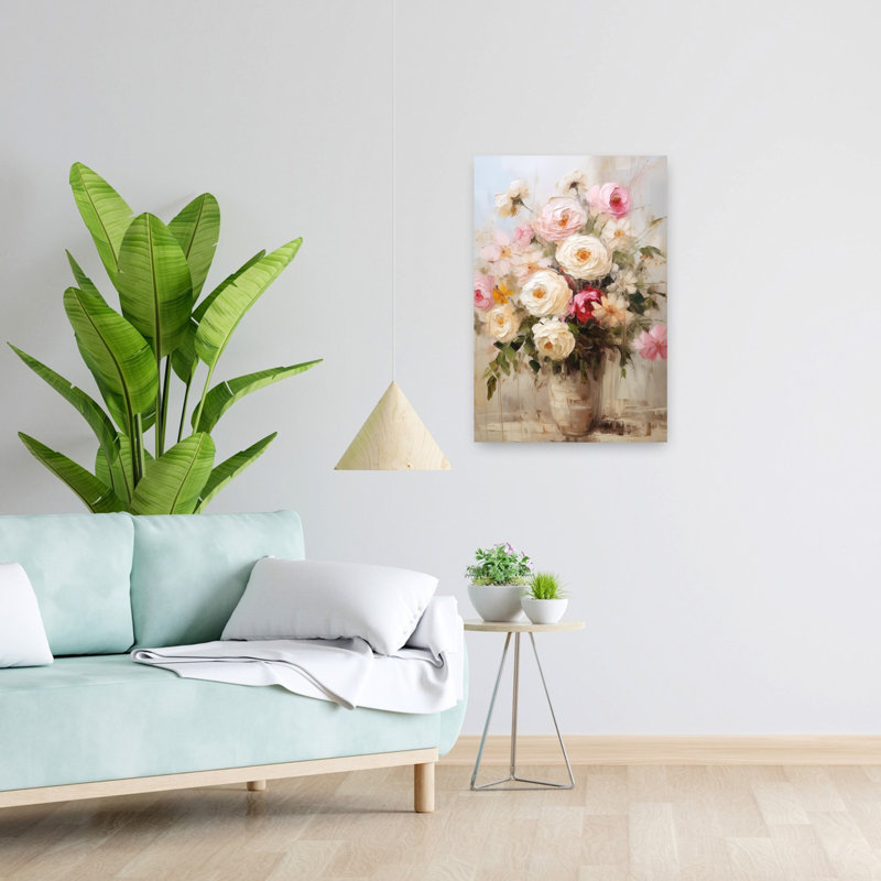 «Whispering Blooms», art contemporain abstrait romantique, H 24 po x l 16 po