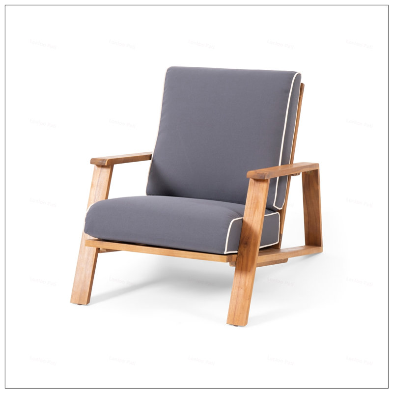 Modern Acacia Wood Adirondack Club Chair, Weather-Resistant And Stylish For Outdoor Comfort And Durability, Blue Gray