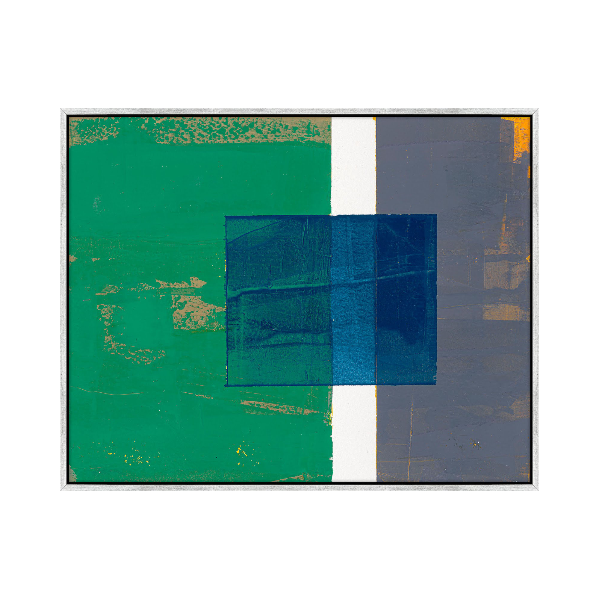 Bold In Blue 1 by Andrea Stokes, 20" H x 25" W x 1.38" D, Silver Framed