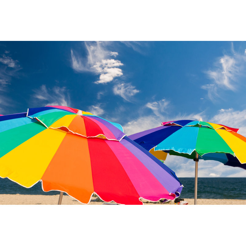 Bright Beach Umbrellas - Wrapped Canvas Print, 61cm H x 91cm W