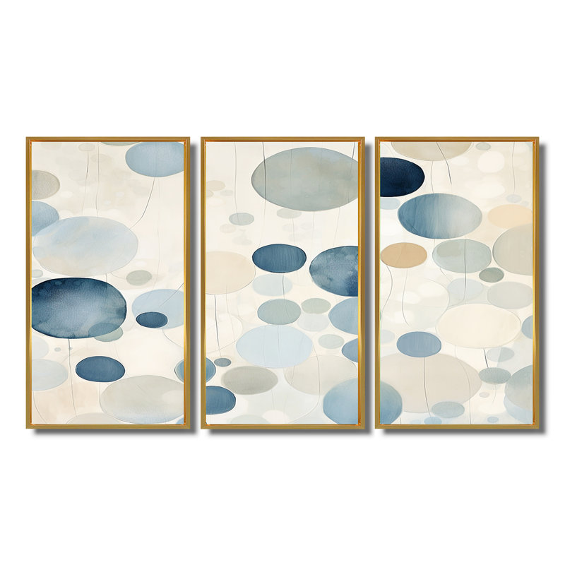 Craighan - ensemble d'art mural imprimé abstrait, Cadre flottant doré, H 40 po x l 60 po x P 1 po