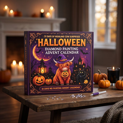 Calendrier de l'Avent d'Halloween 31 jours, kit de décoration diamant DIY vache, calendrier de compte à rebours avec 31 décorations vache effrayantes à suspendre