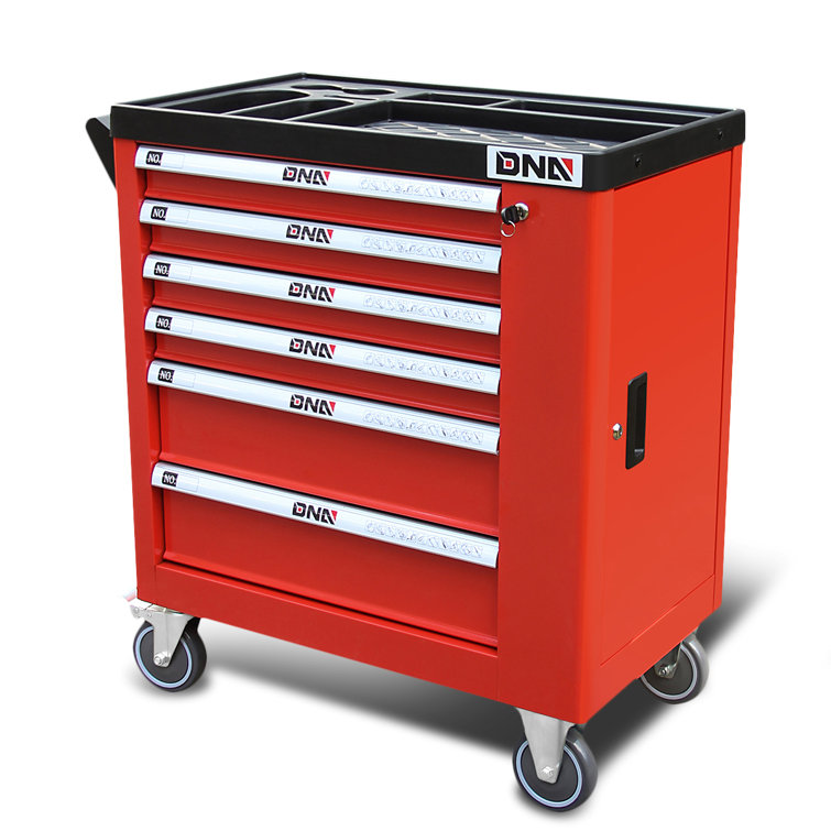 DNA Motoring 31'' W 6 -Drawer Plastic Bottom Rollaway Chest with Wheels