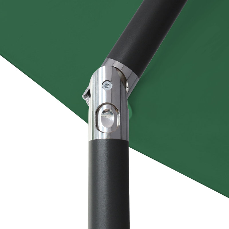 2.5M Round Patio Crank Tilt Umbrella Outdoor Garden Parasol with Base, Green