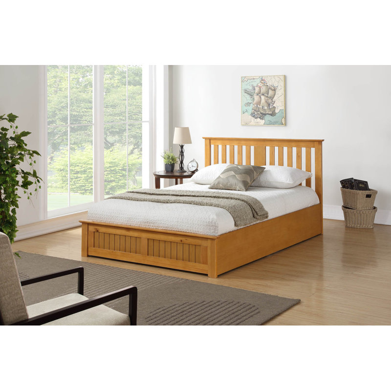 Solid Wood Ottoman Storage Bed, Oak, Kingsize (5')
