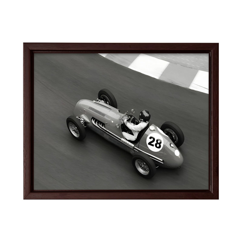 Voiture de course historique, 24"H x 32"W, Canvas, Brown Framed