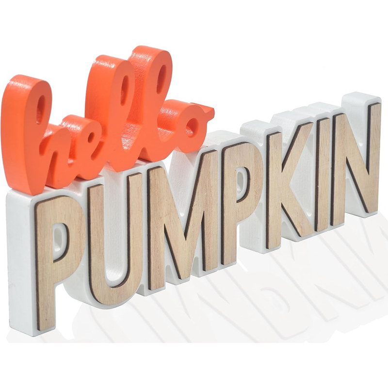 Décorations de l'Action de grâce pour la maison, décorations d'automne, 2 blocs de citrouilles en bois pour le décor de l'Action de grâce