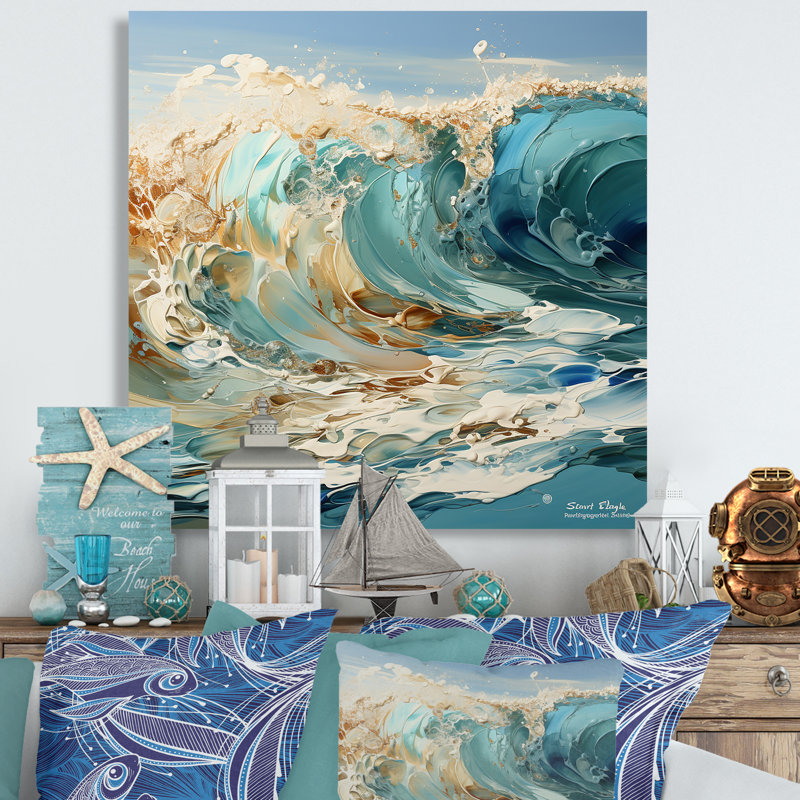 «Ocean Charm liquid Wave Art II», art mural océan, H 36 po x l 36 po x P 1,5 po, Toile tendue