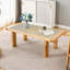Plateau de table rectangulaire moderne et minimaliste en rotin avec pieds en bois d'hévéa, table d'appoint chinoise imitation rotin tissé