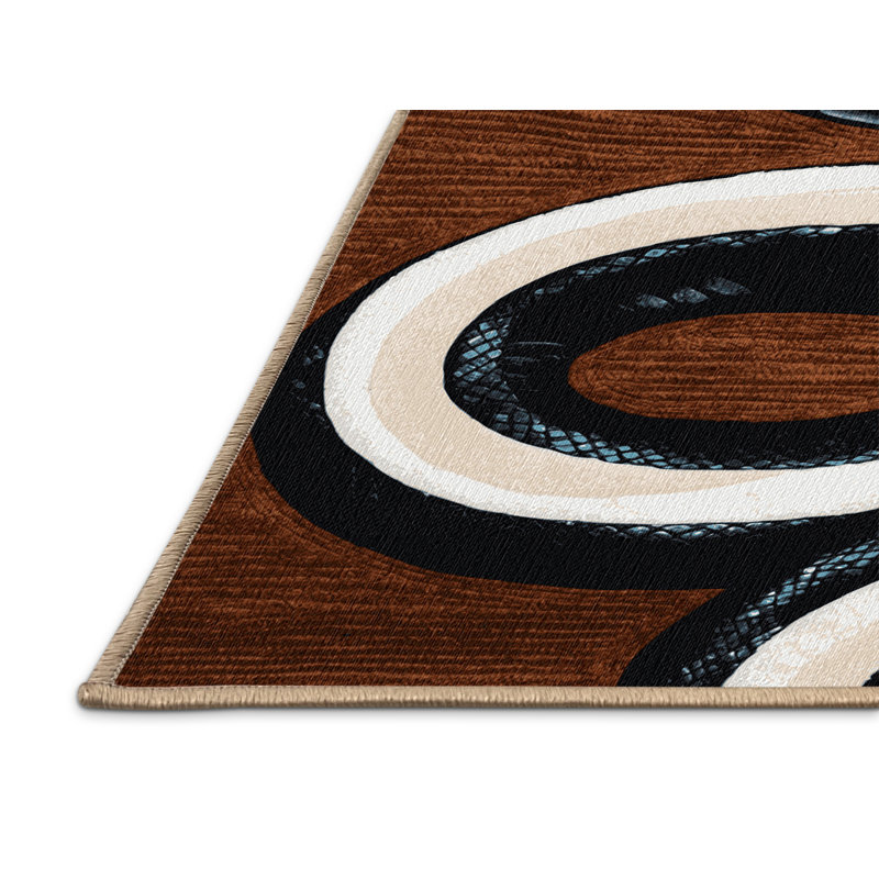  Tapis lavable noir à motif de faune sauvage, Rectangle 4pi x 6 pi